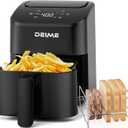 DEIME Air Fryer 3 Qt, Small Airfryer Digital Space Saving Compact, Bake, Reheat, Roasts for Quick Easy Meals, Mini Compact & Quiet, Nonstick & Dishwasher Safe Basket Toast Rack (Black+TR)