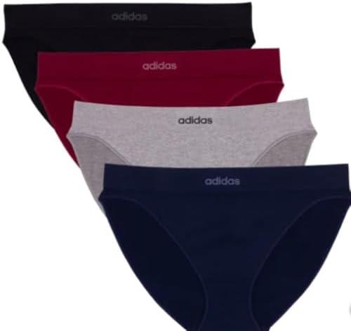 adidas womens Seamless Bikini Underwear 4-pack (US, Alpha, Small, Multi Black)