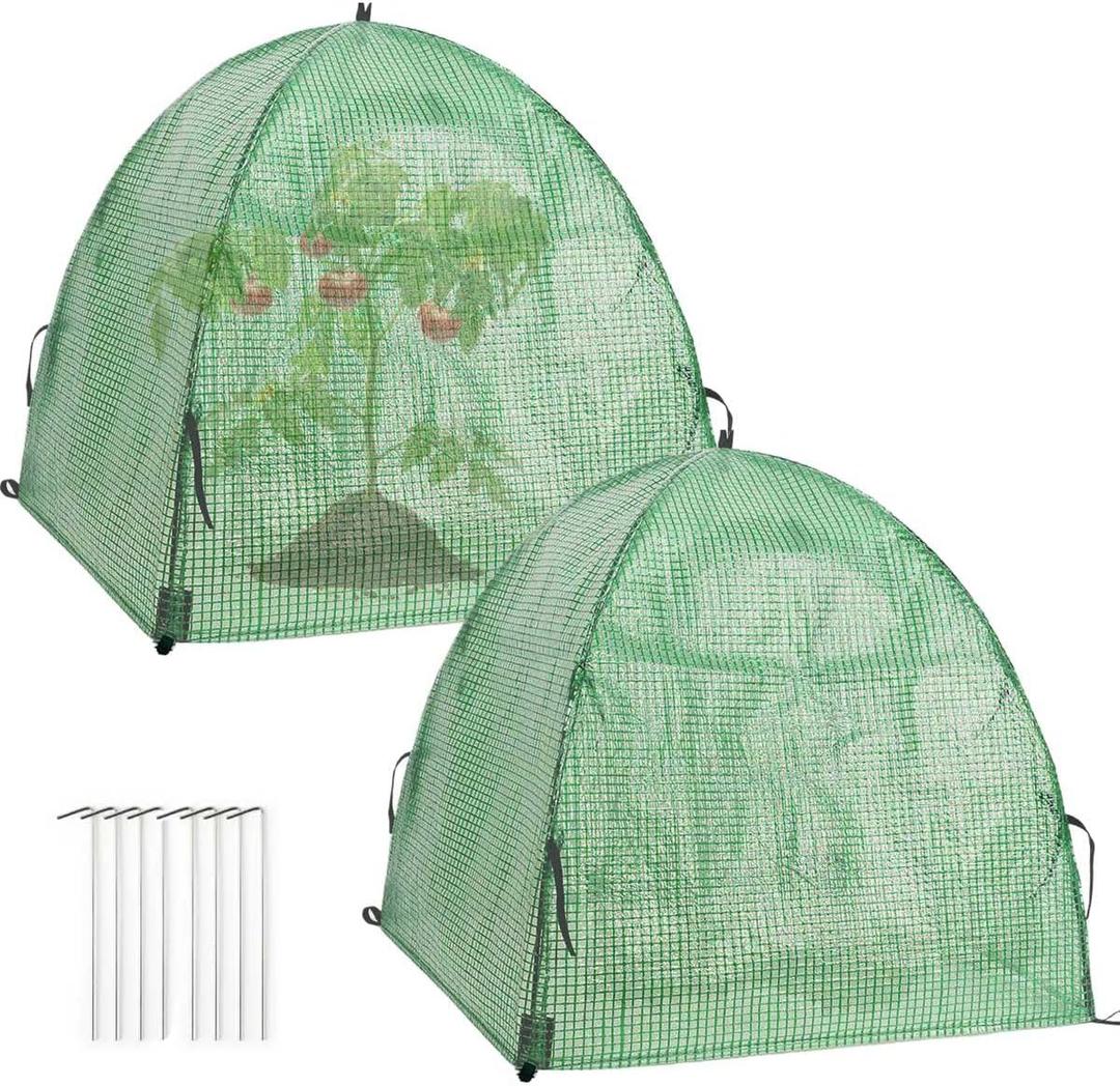 2 Pack Plant Freeze Protection Covers Winter Shrub Covers Plant Frost Protection Tent, Warm Plant Tents Protecting Fruit Potted Plants Tree from Freezing Animals Eating (22x22x23in, PVC Grid)