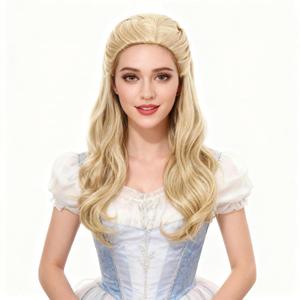 Blonde Wavy Wig for Women, Long Middle Part Blonde Wavy Curly Fairy Costume Synthetic Hair Wigs for women Anime Cosplay Halloween Costume Party Daily Use Wig