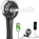 HandFan 4000mAh Portable Misting Fan, 50ml Water Tank, Rechargeable Handheld Personal Mister Fan, Spray Water Mist, Foldable Electric Cooling Ice Fans for Beach, Travel, Outdoors(Black)