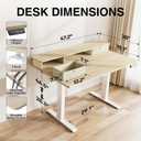 Veken 47x28 in Electric Standing Desk with Drawers, Adjustable Table, Wood, 47.2×28 Inch