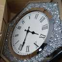 Large Wall Clock for Living Room Decor Crystal Crush Diamond Mirrored Sparkle Twinkle Bling Modern Wall Clock Big Silver Mirror Home Decorative 20 inch Silent Wall Clock for Indoor Decor