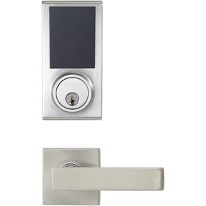 Amazon Basics Grade 3 Electronic Touchscreen Deadbolt Door Keypad Lock with Passage Lever, Satin Nickel