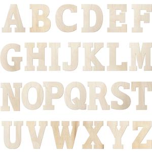 6 Inch 88 Pieces Wood Letters Crafts Wooden Letters,Unfinished Thin Alphabet with Extras for Wall Decor