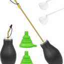 2 Pack Diatomaceous Earth Powder Duster, Garden Powder Dispenser Diatomaceous Earth Applicator, Bulb Duster Sprayer for Home Powder with 9.8 in Extension Nozzle & Retractable Funnel & Measuring Spoon