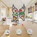 KY&BOSAM Butterfly Suncatchers Precious Grandmother Stained Glass for Windows Hangings Wind Chimes with Pressed Flower Wings and Heart Charm Birthday Gifts for Grandma Mother`s Days Christams