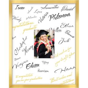 LaVie Home 16x20 Wedding Signable Picture Frame Gold 16x20 Frame Wood Displays 5x7 Pictures with Mat, for Graduation Wedding Signatures, Anniversary Keepsake Picture Frame