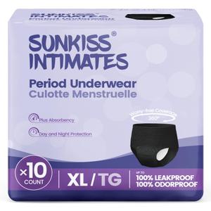 Disposable Period Underwear for Women with Heavy Flow, Low-Rise Unscented Postpartum Essentials, Black, XLarge, 10 Count