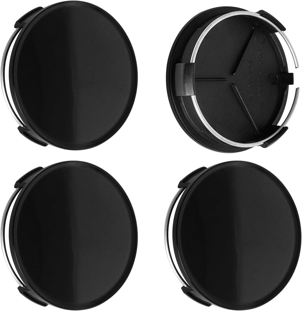 2.9Inch 75MM Wheel Center Caps, Pack of 4 (Gloss Black, Outer 75MM, Inner 73MM, Easy DIY Installation)