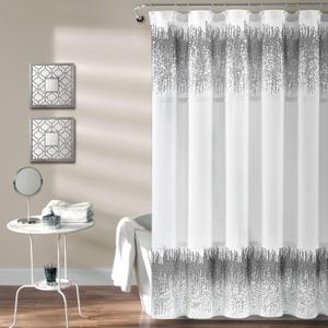 Lush Decor Shimmer Sequins Shower Curtain White & Black 72" x 70"