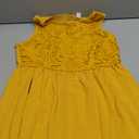 WDIRARA Women's Floral Lace Sleeveless Round Neck Ruffle Hem A Line Dress, L, Mustard Yellow