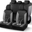 Waterproof Seat Covers, Premium Neoprene Car Seat Covers Full Set, Durable, Anti-Slip, Airbag Compatible, Universal Automotive Seat Covers for Most Sedans SUVs Trucks(Black LightGray 818)