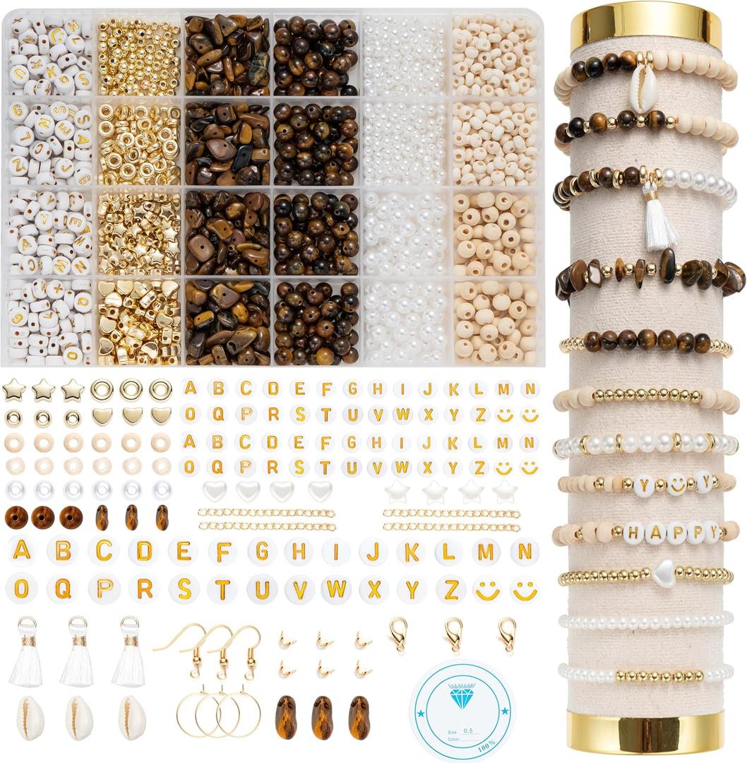 Xylise Jewelry Making Supplies Kit Natural Stone Beads for Irregular Natural Stone with for DIY Craft Bracelet Necklace Earrings for Adults (Tiger's Eye)