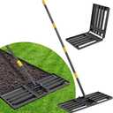 Lawn Leveling Rake Heavy Duty, 30x10 in Large Soil Leveling Rake, Ground Leveler with Anti Flipping Smooth Edge for Dirt Sand Grass Golf, 58" Long Handle, Foldable Garden Landscaping Levelawn Tools