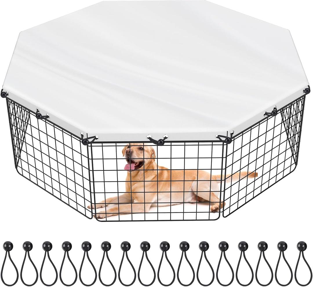 8 Panel 24 Inch Dog Playpen Cover, Dog Pen Cover, Cover for Dog Playpen Suitable for Octagon Metal Exercise Pet Pen can Rain Proof Shade with Sixteen Rope Knots