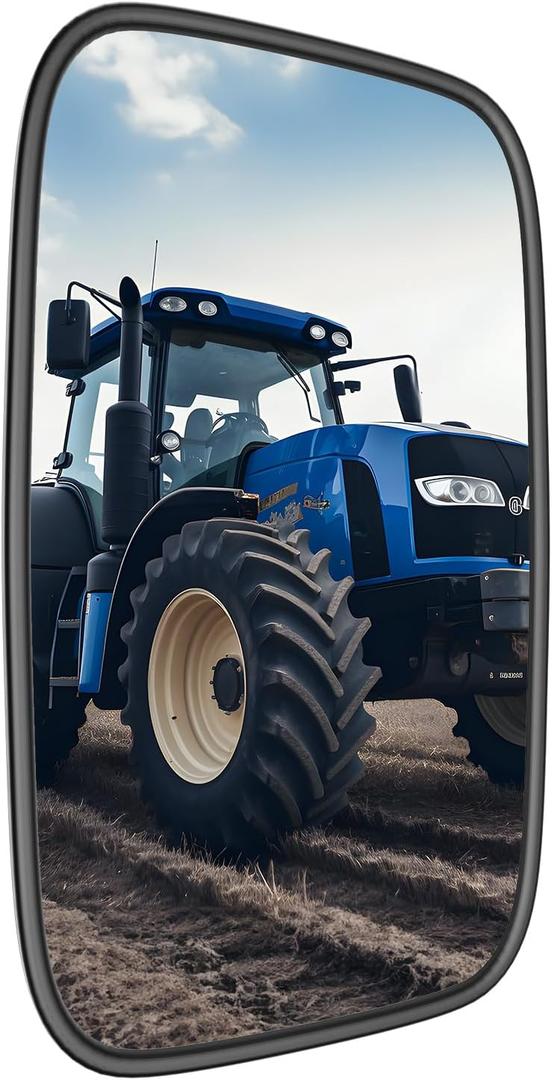 Universal Tractor Rearview Mirror, Compatible with Front Loader, Excavator, and Farm Tractors - Fits John Deere, Case IH, Agco, New Holland, Massey Ferguson, Versatile - 7.9" x 13" Adjustable Mirror
