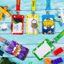 5 Sets Colored Hero ID Badge Holder with Lanyard Detachable Lanyard with Cute ID Card Holder Silky Strap Neck Clip Clasp Hard Name Case for School Kids Boys Students Teens