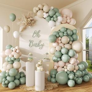 146Pcs Neutral Balloon Arch Kit, Sage Green Balloon Arch Kit with Green Nude White Balloons for Wedding Birthday Baby Shower Decorations