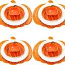 Jinei 16 Pcs Thanksgiving Tableware Set Include Ceramic Large Pumpkin Shaped Plates White Dinner Ceramic Plates Small Pumpkin Shaped Bowls and Place Mats for Fall Harvest Autumn Party Decorations