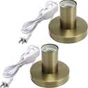 Tuanse 2 Pcs Polished Metal Desktop Lamp Base E26 E27 Screw Light Bulb Holder Sockets Night Light Base Lamp Replacement for Holding Bulb 6 Feet Cord on Off Switch Plug(Bronze,Aluminum)