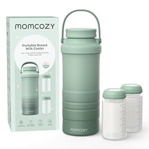 Momcozy 22oz Portable Breast Milk Cooler for Outdoor, Life Saver with 360 Total Cooling for 24 Hours, Larger Capacity Travel Breastmilk Chiller with 2pcs Baby Bottles for Breastmilk Storage (Green)