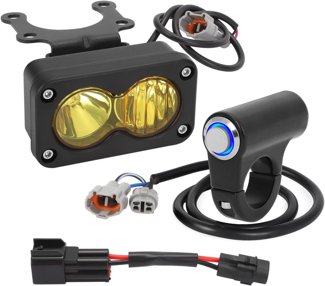 motoparty Dirtbike Headlight Kit Plug and Play for Sur-Ron Segway X260 Talaria Sting R MX4 PC Lens Motorcycle Yellow Light Bar Led Headlamp with Blue Light Switch