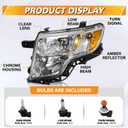 Headlight Assembly Compatible with Ford Edge 2007 2008 2009 2010 Limited SE SEL Halogen Headlamp, OE-Style Head Lamp Replacement for FO2503228 FO2502228, Chrome Housing Amber Reflector