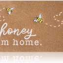 Bee Door Mat Brown Welcome Mats Front Door Indoor Outdoor Entrance Honey I'm Home Kitchen Rugs Entry Outside Doormat Non Slip Durable Rubber Back Funny Farmhouse Mat (1'6" x 2'4" (Rectangular))