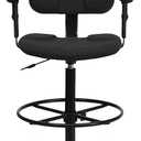 Flash Furniture Fabric Adjustable Drafting Chair, Black, Set of 1