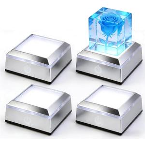 Museum-Style Lighting Base for Feng Shui Crystals - USB/Battery Operated LED Platform for Window Display & Tabletop Decor Set of 4 -no Cubes