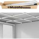 Muzata 64 Sq Ft Drop Ceiling Gird System White Complete Set Galvanized Steel Grid Kit Easy Installation for Basement Living Room Kitchen Bathroom Ceiling, TS04
