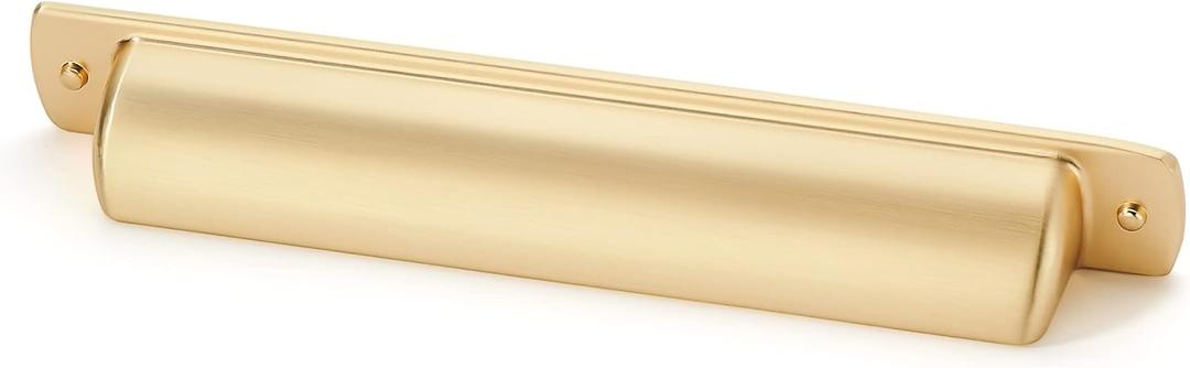 khtumeware 10 Pack 5" Drawer Pulls Brushed Brass Cabinet Cup Pulls Kitchen Hardware Cabinet Handles Drawer Handles Knobs 5 inch Hole Center