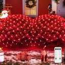 JMEXSUSS Red Christmas Net Lights 360 LED 12ft x 5ft Bush Lights Outdoor Plug in 8 Modes with Remote for Christmas Decorations