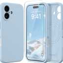 Magnetic for iPhone 16 Plus Case, Compatible with MagSafe, [Full Camera Protection][Screen Protector] Silicone Shockproof Protective Phone Case for iPhone 16 Plus 6.7", Light Blue