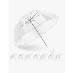 Clear Bubble Umbrella Wedding, High-Visibility Transparent Rain Umbrellas Bulk, Windproof Large Clear Umbrella, Firm and Durable, Dome Umbrellas for Wedding Bride Groom Photography Golf Outdoor Pack of 8