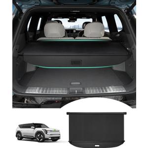 Powerty Retractable Cargo Cover for Kia Ev9 2024 2025 2026-Canvas Texture Trunk Cover Privacy Screen Rear Security Shade for EV9 Accessories