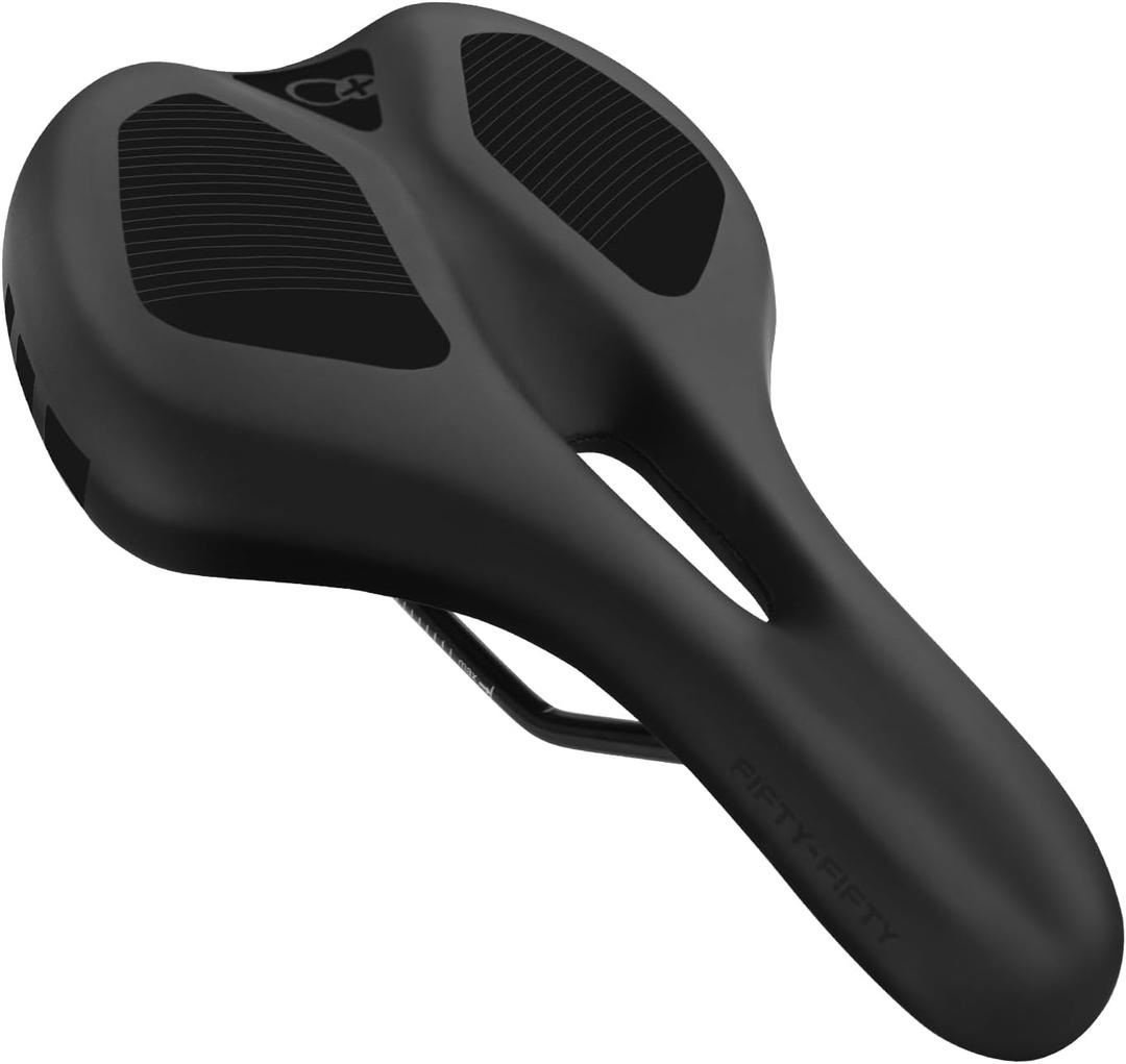 FIFTY-FIFTY Mountain Bike Seat, Comfortable Memory Foam Bicycle Seat, Lightweight Waterproof Bicycle Saddle for Men and Women, Compatible with MTB, Road Bike, E-MTB