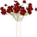 6PCS Red Cosmos Artificial Flowers 30'' Long Stem Fake Daisy Silk Flower Arrangements for Tall Vases, Faux Wild Flowers for Indoor Wedding Table Centerpieces Kitchen Party Home Decorations (Red)