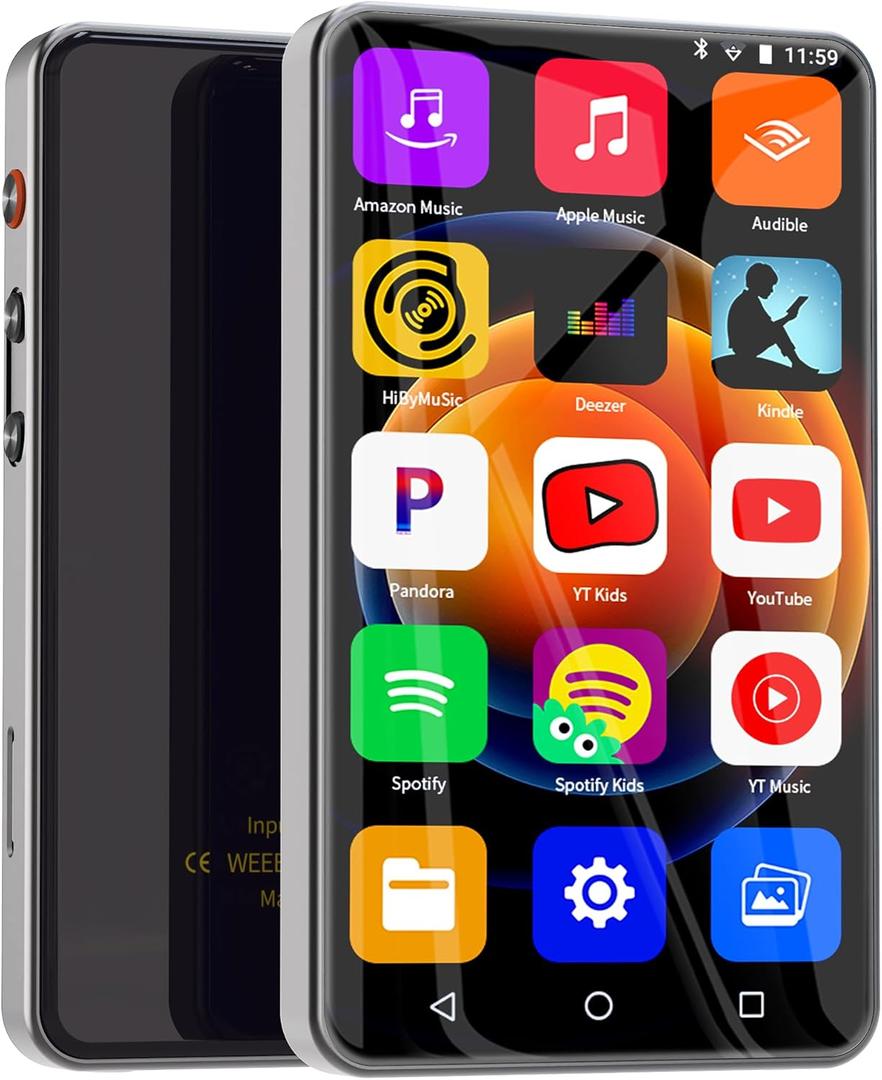 144GB MP3 Player with Bluetooth and WiFi, 4" Full Color Touch Screen MP4 Music Player with Spotify,Parental Control, YouTube,Pandora, Android Mainstrem Media MP4 Music Player for Kids up to 1TB,Black