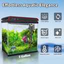 Glass 5 Gallon Fish Tank Aquarium - Smart Self-Cleaning Starter Kit with 3-Color LED Light, Ultra Quiet Pump & Filter, Temperature Monitoring for Betta Fish and Shrimp