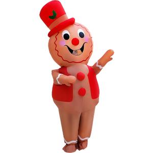 Christmas Inflatable Gingerbread Man Costume Chritmas Party Blow-up Costume for Adult/Christmas Parade(Gingerbread Man)