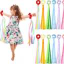 VioraWhite 12 Pcs Rainbow Dance Ribbons for Kids Rainbow Rhythm Ribbons Elastic Wrist Streamers Hand Held Rhythm Streamers Gymnastics Dance Party Props for Adult Decor (0.8 x 19.7 Inch,Macaron)