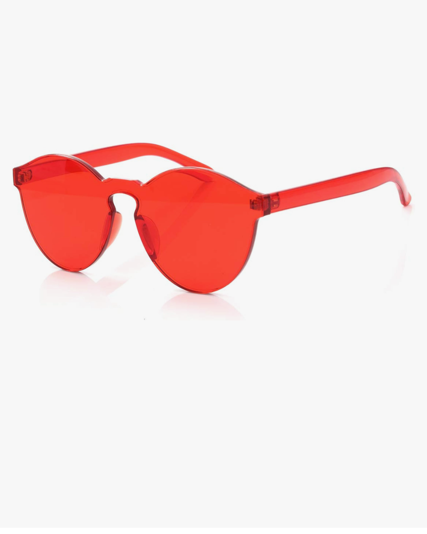 Pack of 2, Rimless Sunglasses Oversized Colored Transparent Round Eyewear Retro Eyeglasses for Women Men