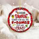 Funny Ornament 2025  Adult Humor Ornament, Dear Santa Sorry for All The F-Bombs 2025 was Crazy  Adult Humor Holiday Decoration, Gag Gift, White Elephant, Secret Santa Stocking Stuffer