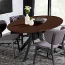 LUSHVIDA Round Vinyl Tablecloth, Waterproof, Fits 36''-44'', Deep Coffee
