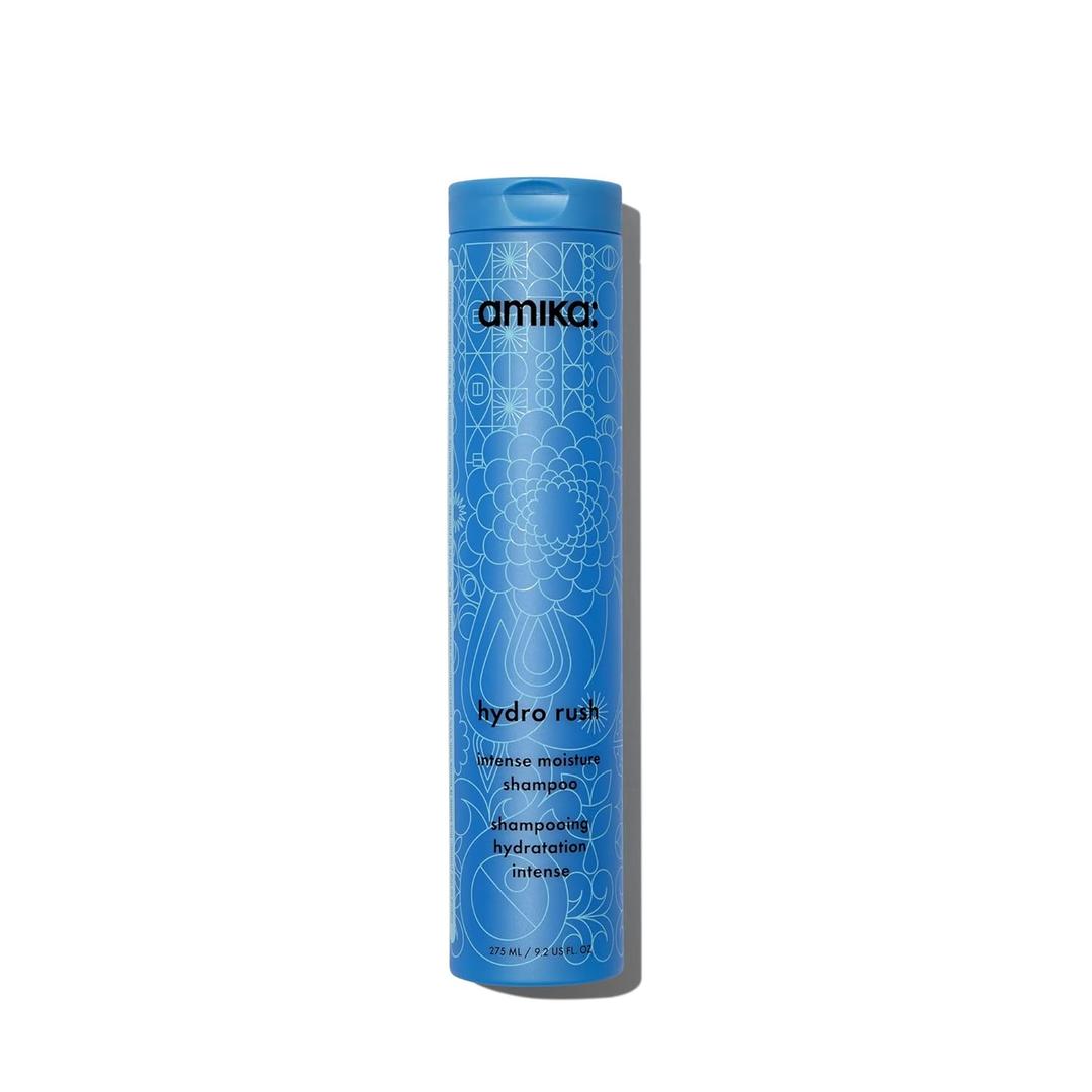 Amika Hydro Rush Intense Moisture Shampoo with Hyaluronic Acid, 275ml | for Dry, Textured, or Coarse Hair Types 2a4c, Longlasting Hydration, Colorsafe, Keratin + Chemically Treated Safe