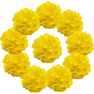 10 pcs Hydrangea Artificial Flowers, Silk Artificial Hydrangea Head with Stem Hydrangea for Bridal Wedding Baby Shower Home Party Decoration (Yellow)