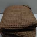 100% Cotton Blankets Queen Size for Bed - Waffle Weave Blankets for Summer, Lightweight and Breathable Soft Woven Blanket for Spring, White, 90x90 Inches (Beige, Queen (90" x 90"))