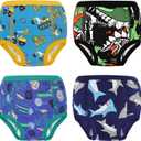 MooMoo Baby Cotton Potty Training Underwear 4 Packs Absorbent Training Pants for Boys 9T (9-10 Year, Blue)